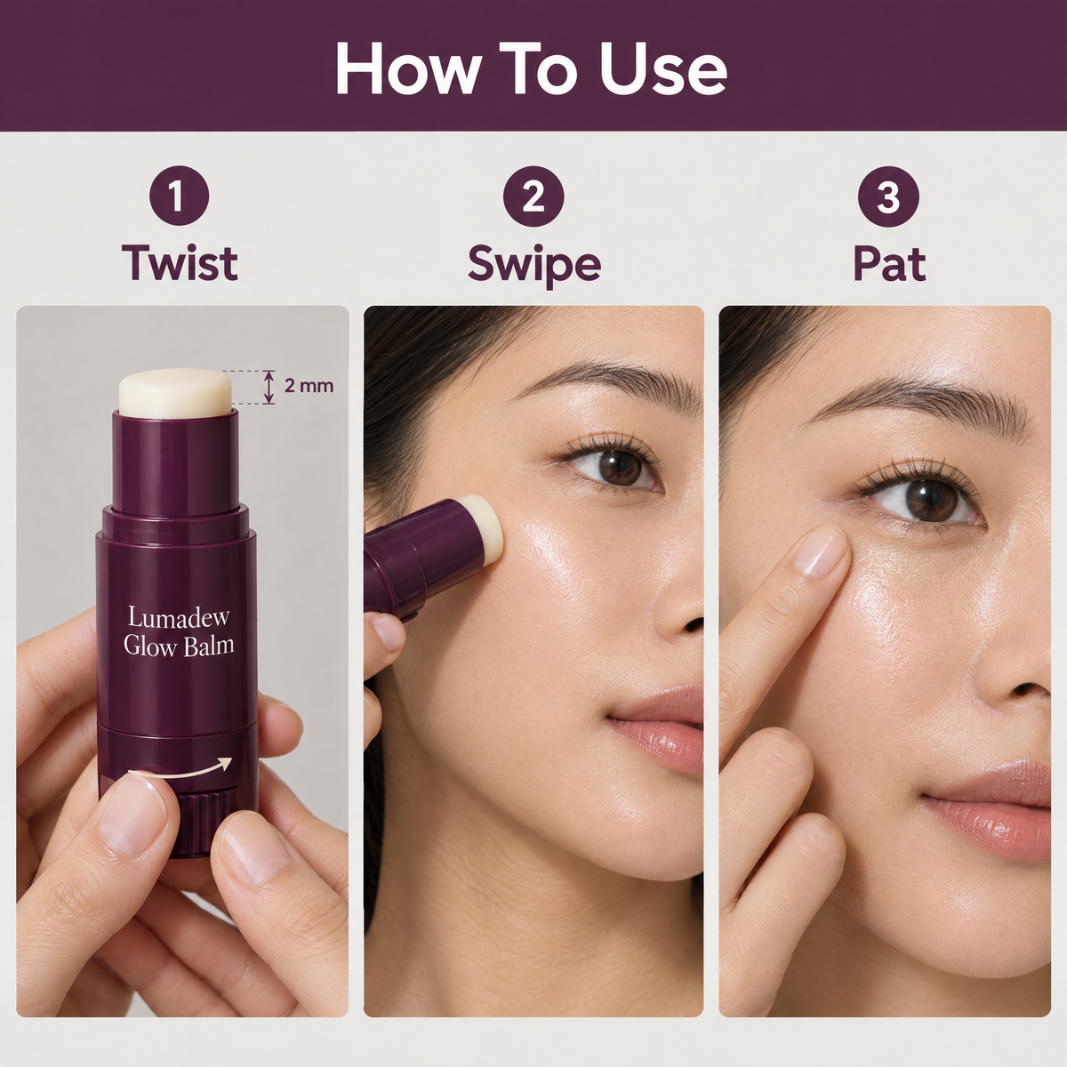 How to use: twist, swipe, pat